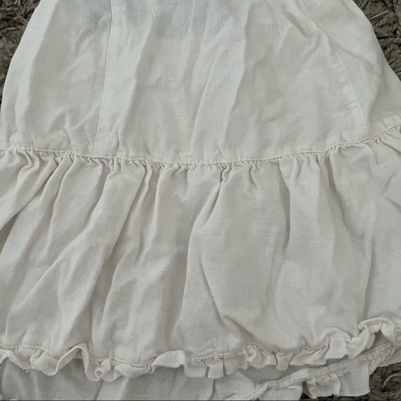 White Cutout Open Back Linen Mini Dress, XS - Picture 3 of 9